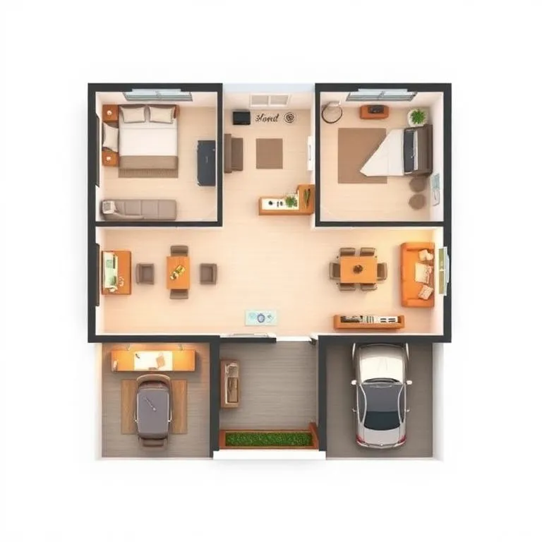 Planta baixa humanizada do projeto Casa 10×25